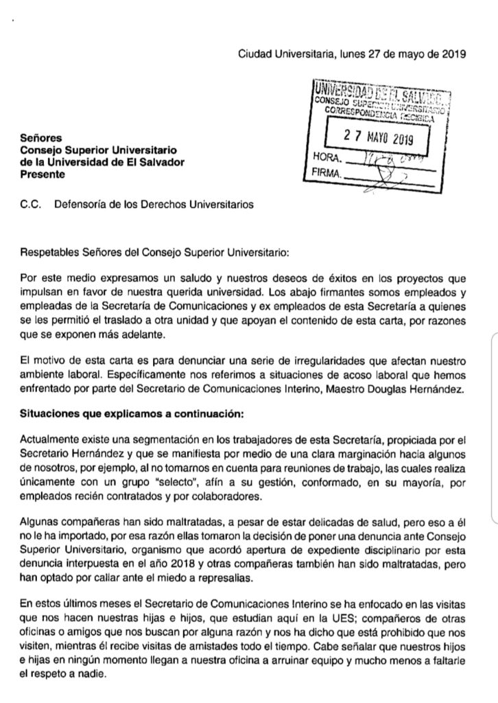 Víctimas De Acoso Laboral Y Sexual En La Ues Relatan Sus Experiencias Mientras Esperan Justicia 0593